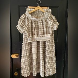 2 piece Gingham Set: crop shirt and midi skirt
